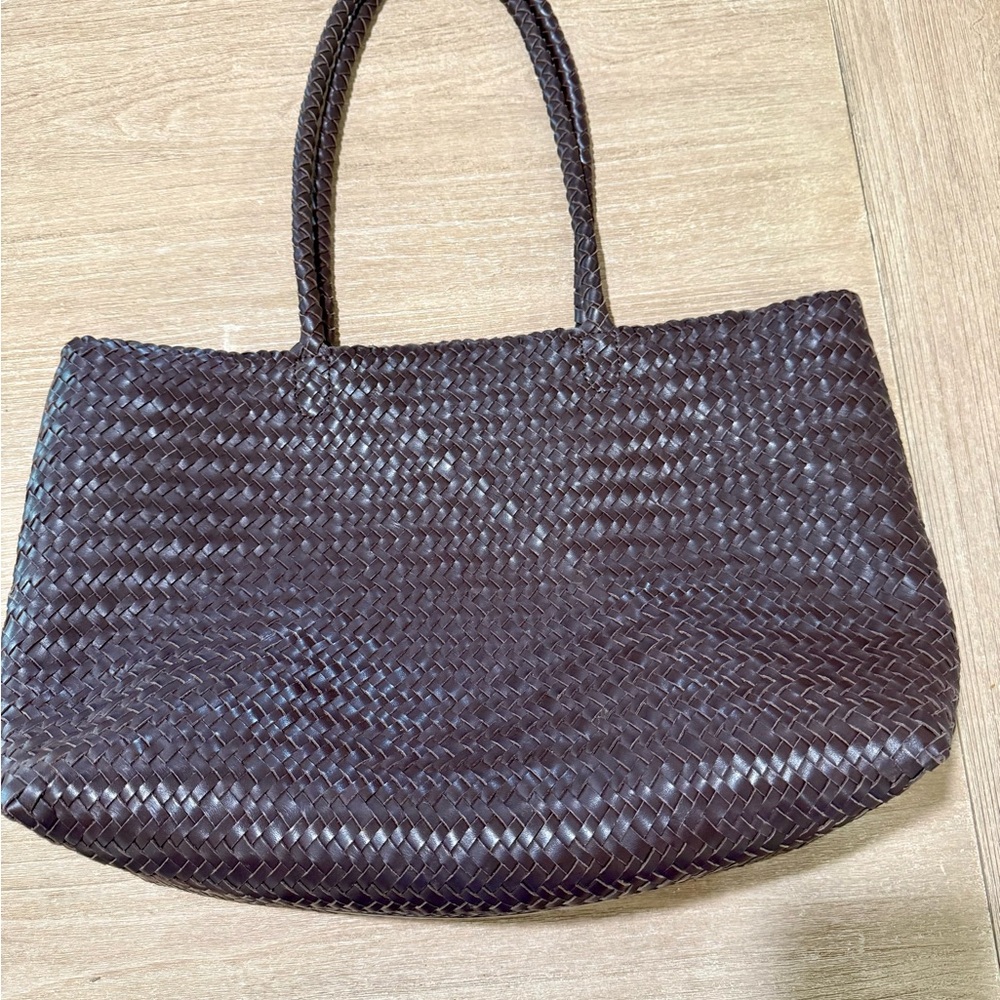 New Unused Madewell East West Brown Woven Tote Bag